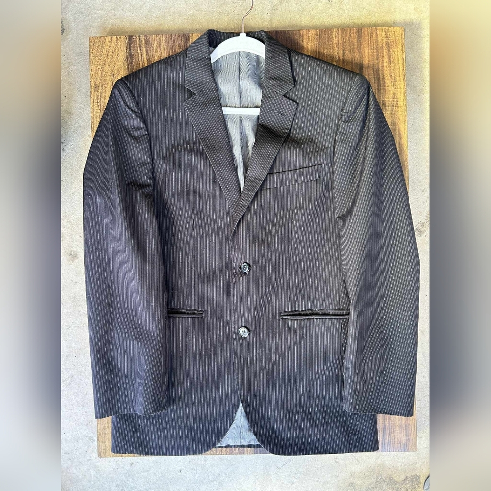JF J.Ferrar Charcoal Pinstripe Suit Jacket